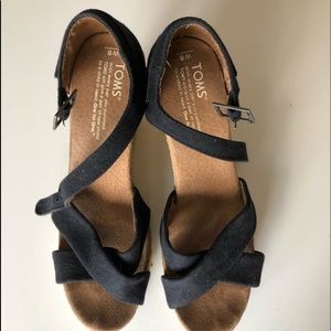 Toms Blue Open-Toe Wedges